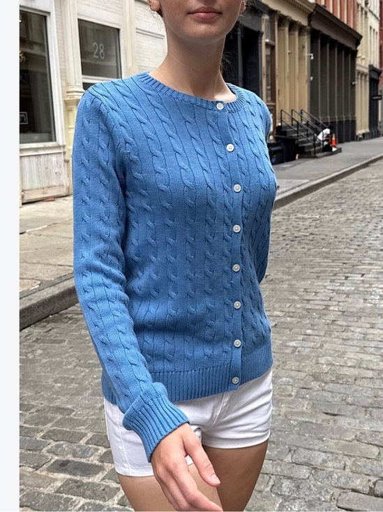 Brandy Melville Sweaters - Brandy Melville USA Amalie Cable Knit Womens Sweater cardigan Button Up Blue